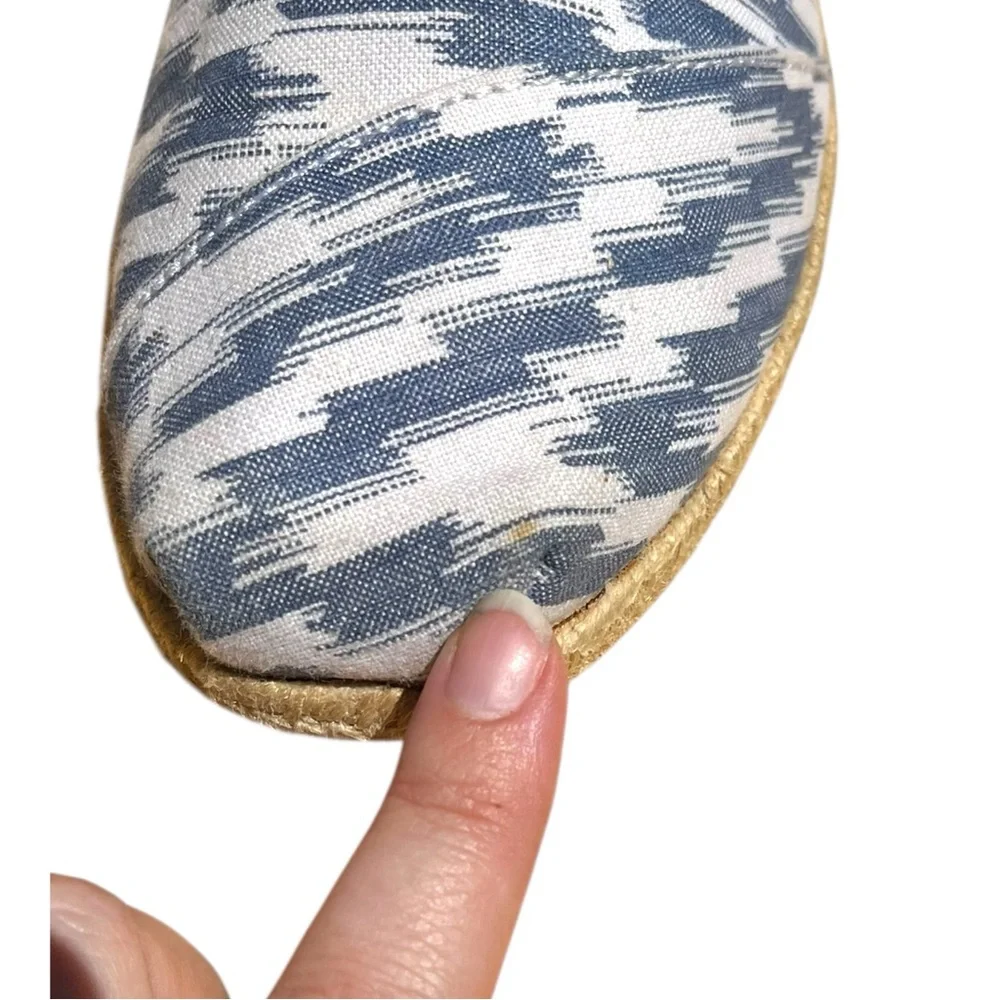 Toms Alpargata Rope‎ Espadrille Flat Slip On Blue White Shoe Casual Women's 8.5
